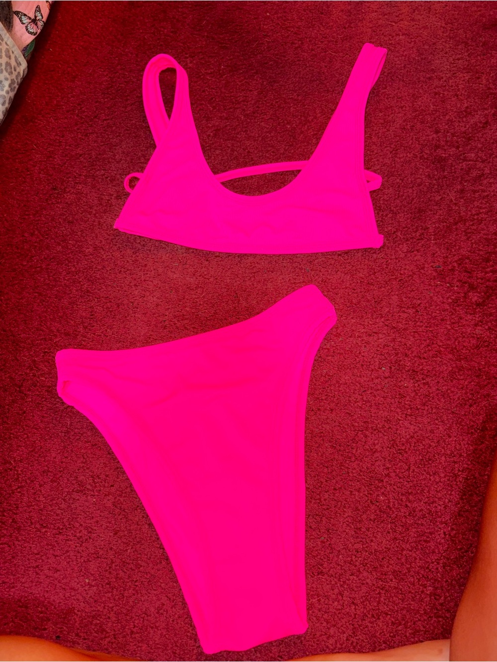 NEVER WORN Oh Polly high waisted Women’s Hot Pink Bikini Set